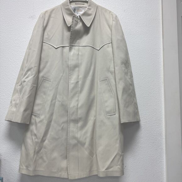 LONDON FOG Lined Trench Coat Men 42 Regular Maincoat Jacket Khaki - Picture 1 of 8